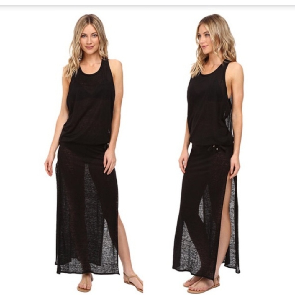 Island Maxi Dress/ Black beach cover, Small